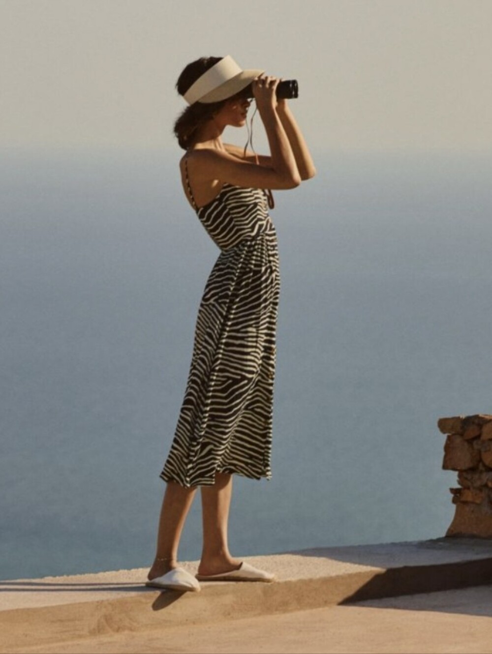 H&M Black and White Zebra-Print Midi Dress